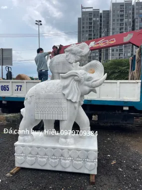 Tượng Voi Đá Tự Nhiên Nguyên Khối Chạm Khắc Thủ Công