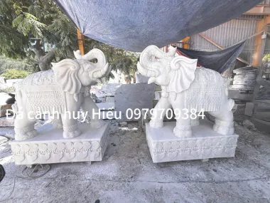 Tượng Voi Đá Tự Nhiên Nguyên Khối Chạm Khắc Thủ Công